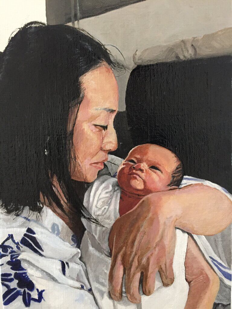 painting of mother and baby 